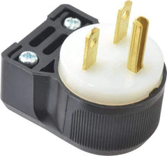 Hubbell Wiring Device-Kellems - 250 VAC, 15 Amp, 6-15P NEMA, Angled, Self Grounding, Commercial, Industrial Grade Plug - 2 Pole, 3 Wire, 1 Phase, 1-1/2 hp, Nylon, Black, White - Eagle Tool & Supply