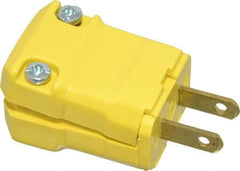 Hubbell Wiring Device-Kellems - 125 VAC, 15 Amp, 1-15P NEMA, Valise, Ungrounded, Commercial, Industrial Grade Plug - 2 Pole, 2 Wire, 1 Phase, 1/2 hp, Nylon, Yellow - Eagle Tool & Supply