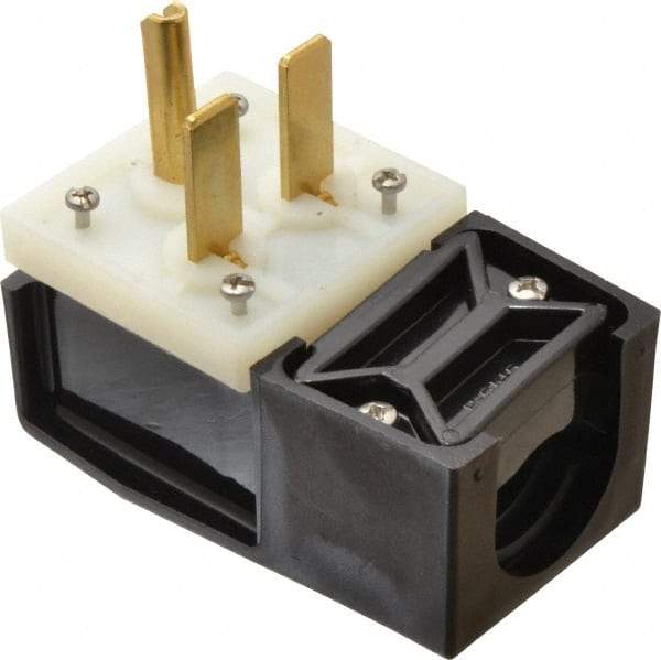 Hubbell Wiring Device-Kellems - 250 VAC, 30 Amp, 6-30P NEMA, Angled, Self Grounding, Commercial, Industrial Grade Plug - 2 Pole, 3 Wire, 1 Phase, 2 hp, Nylon, Black, White - Eagle Tool & Supply