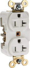 Hubbell Wiring Device-Kellems - 125 VAC, 20 Amp, 5-20R NEMA Configuration, White, Specification Grade, Self Grounding Duplex Receptacle - 1 Phase, 2 Poles, 3 Wire, Flush Mount, Corrosion, Heat and Impact Resistant - Eagle Tool & Supply