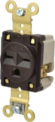 Hubbell Wiring Device-Kellems - 250 VAC, 15 Amp, 6-15R NEMA Configuration, Brown, Specification Grade, Self Grounding Single Receptacle - 1 Phase, 2 Poles, 3 Wire, Flush Mount - Eagle Tool & Supply