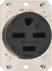 Hubbell Wiring Device-Kellems - 250 VAC, 30 Amp, 15-30R NEMA Configuration, Brown, Industrial Grade, Self Grounding Single Receptacle - 3 Phase, 3 Poles, 4 Wire, Flush Mount - Eagle Tool & Supply