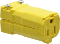 Hubbell Wiring Device-Kellems - 125 VAC, 15 Amp, 5-15R NEMA, Valise, Self Grounding, Commercial, Industrial Grade Connector - 2 Pole, 3 Wire, 1 Phase, 1/2 hp, Nylon, Yellow - Eagle Tool & Supply