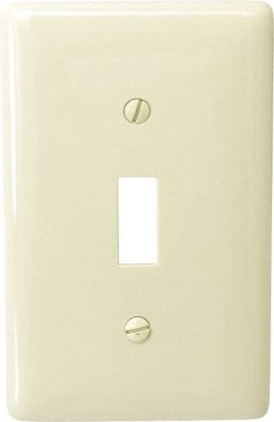 Hubbell Wiring Device-Kellems - 1 Gang, 4-1/2 Inch Long x 2.78 Inch Wide, Standard Switch Plate - Toggle Switch, Ivory, Nylon - Eagle Tool & Supply