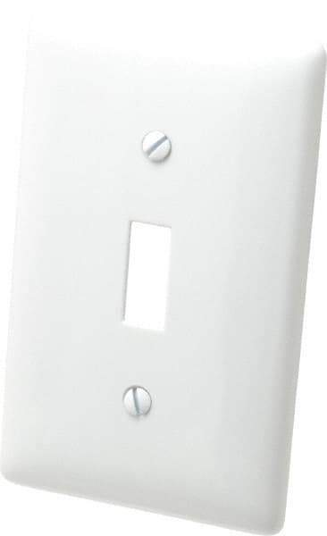 Hubbell Wiring Device-Kellems - 1 Gang, 4-1/2 Inch Long x 2.78 Inch Wide, Standard Switch Plate - Toggle Switch, White, Nylon - Eagle Tool & Supply