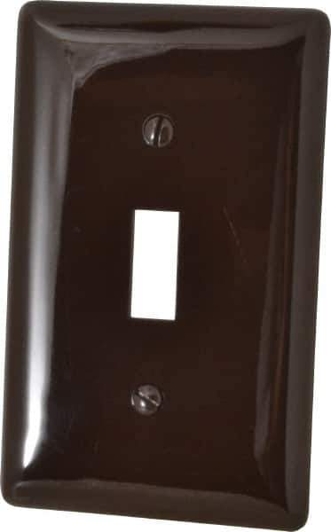 Hubbell Wiring Device-Kellems - 1 Gang, 4-1/2 Inch Long x 2.78 Inch Wide, Standard Switch Plate - Toggle Switch, Brown, Nylon - Eagle Tool & Supply