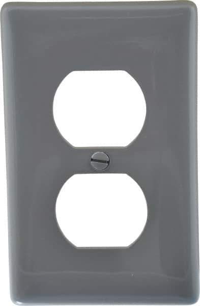 Hubbell Wiring Device-Kellems - 1 Gang, 4-1/2 Inch Long x 2.78 Inch Wide, Standard Outlet Wall Plate - Duplex Outlet, Gray, Nylon - Eagle Tool & Supply