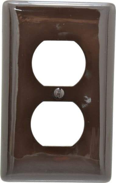 Hubbell Wiring Device-Kellems - 1 Gang, 4-1/2 Inch Long x 2.78 Inch Wide, Standard Outlet Wall Plate - Duplex Outlet, Brown, Nylon - Eagle Tool & Supply