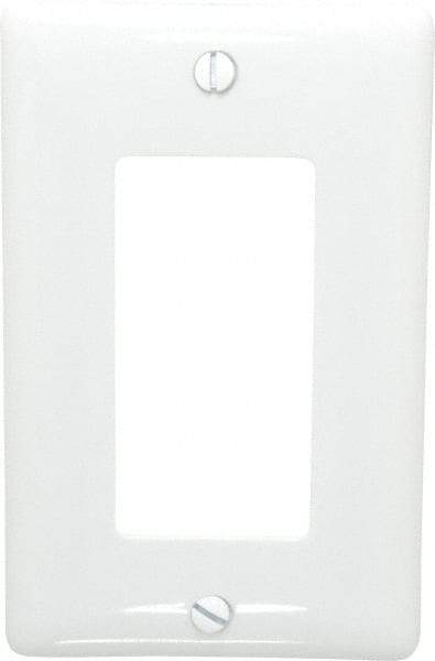 Hubbell Wiring Device-Kellems - 1 Gang, 4-1/2 Inch Long x 2.78 Inch Wide, Standard Outlet Wall Plate - GFCI/Surge Receptacle, White, Nylon - Eagle Tool & Supply