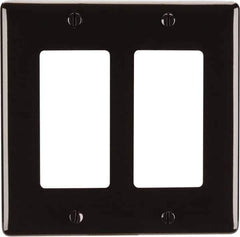 Hubbell Wiring Device-Kellems - 2 Gang, 4-1/2 Inch Long x 4.6 Inch Wide, Standard Outlet Wall Plate - GFCI/Surge Receptacle, Brown, Nylon - Eagle Tool & Supply