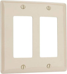 Hubbell Wiring Device-Kellems - 2 Gang, 4-1/2 Inch Long x 4.6 Inch Wide, Standard Outlet Wall Plate - GFCI/Surge Receptacle, Ivory, Nylon - Eagle Tool & Supply