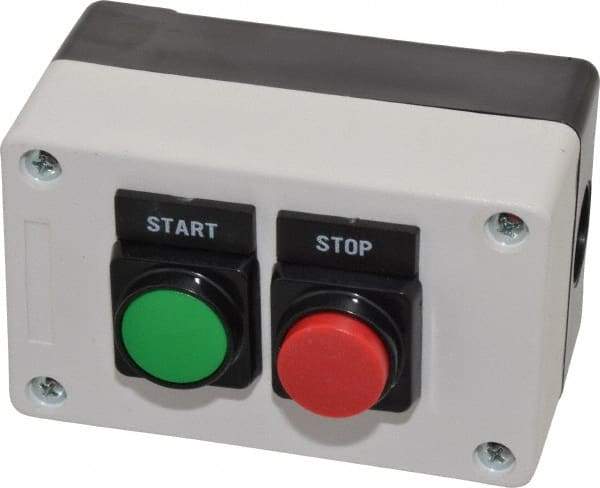 ACI - 2 Operator, Flush Pushbutton Control Station - Start-Stop (Legend), 1NO/1NC Contact - Eagle Tool & Supply