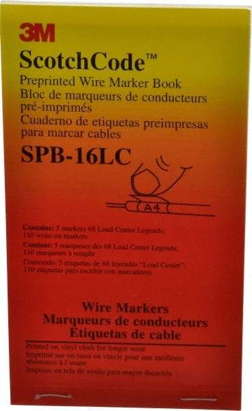 3M - 450 Label, 1.37 Inch Long x 0.22 Inch Wide x 1/4mm Thick, Alphanumeric, Electrical Vinyl Film Book - Black Legend, White Background, 39.2 to 100.4°F, Self Adhesive - Eagle Tool & Supply