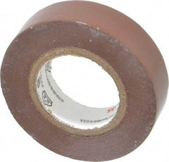 3M - 1/2" x 20', Brown Vinyl Electrical Tape - Series 35, 7 mil Thick, 1,250 V/mil Dielectric Strength, 17 Lb./Inch Tensile Strength - Eagle Tool & Supply