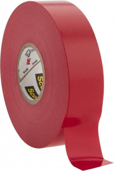 3M - 3/4" x 66', Red Vinyl Electrical Tape - Series 35, 7 mil Thick, 1,250 V/mil Dielectric Strength, 17 Lb./Inch Tensile Strength - Eagle Tool & Supply