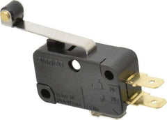 Omron - 0.6 Amp at 125 VDC, 0.3 Amp at 250 VDC, 10 Amp at 250 VAC, SPDT, Hinge Roller Lever, General Purpose Snap Action Switch - 250 VAC, Quick Connect Terminal, 4.4 Ounce Max Operating Force, 18.8mm High x 37.8mm Long x 10.3mm Wide, -13 to 176°F - Eagle Tool & Supply