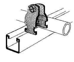 Thomas & Betts - 1-7/8" Pipe, 12 Gauge" Pipe or Tube Clamp - Gold Galvanized, 1,000 Lb Capacity - Eagle Tool & Supply