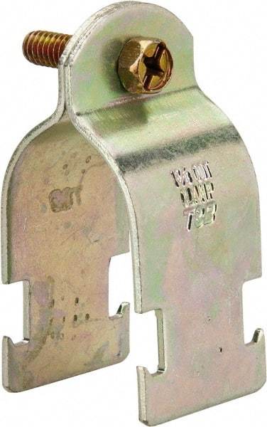 Thomas & Betts - 1-3/8" Pipe, 14 Gauge" Pipe or Tube Clamp - Gold Galvanized, 1,000 Lb Capacity - Eagle Tool & Supply