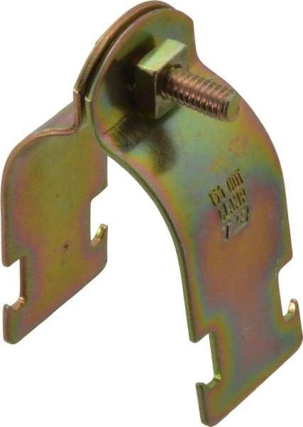 Thomas & Betts - 1-5/8" Pipe, 14 Gauge" Pipe or Tube Clamp - Gold Galvanized, 1,000 Lb Capacity - Eagle Tool & Supply