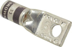 Thomas & Betts - 2 AWG Noninsulated Compression Connection Square Ring Terminal - 1/4" Stud, 1-1/2" OAL x 0.59" Wide, Tin Plated Copper Contact - Eagle Tool & Supply