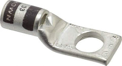 Thomas & Betts - 2 AWG Noninsulated Compression Connection Square Ring Terminal - 3/8" Stud, 1.65" OAL x 0.59" Wide, Tin Plated Copper Contact - Eagle Tool & Supply