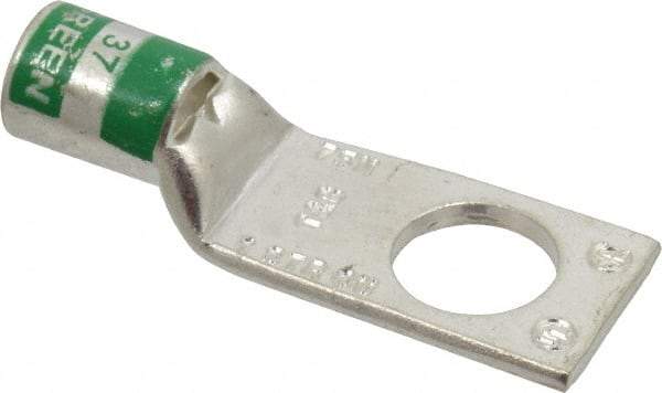 Thomas & Betts - 1 AWG Noninsulated Compression Connection Square Ring Terminal - 1/2" Stud, 2.1" OAL x 0.76" Wide, Tin Plated Copper Contact - Eagle Tool & Supply