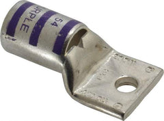 Thomas & Betts - 4/0 AWG Noninsulated Compression Connection Rectangle Ring Terminal - 1/4" Stud, 1.9" OAL x 1.03" Wide, Tin Plated Copper Contact - Eagle Tool & Supply