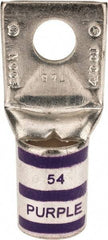 Thomas & Betts - 4/0 AWG Noninsulated Compression Connection Square Ring Terminal - 3/8" Stud, 2.18" OAL x 1.03" Wide, Tin Plated Copper Contact - Eagle Tool & Supply