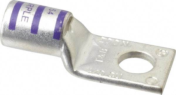 Thomas & Betts - 4/0 AWG Noninsulated Compression Connection Square Ring Terminal - 1/2" Stud, 2-1/2" OAL x 1.03" Wide, Tin Plated Copper Contact - Eagle Tool & Supply