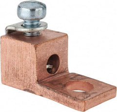 Thomas & Betts - 14-8 AWG Noninsulated Compression Connection Square Ring Terminal - 1/4" Stud, 1-1/8" OAL x 1/2" Wide, Copper Contact - Eagle Tool & Supply