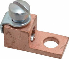 Thomas & Betts - 8-4 AWG Noninsulated Compression Connection Square Ring Terminal - 1/4" Stud, 1-1/8" OAL x 1/2" Wide, Copper Contact - Eagle Tool & Supply