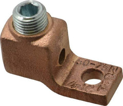 Thomas & Betts - 4-1 AWG Noninsulated Lug Connection Square Ring Terminal - 1/4" Stud, 1-5/8" OAL x 5/8" Wide, Tin Plated Copper Contact - Eagle Tool & Supply