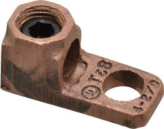 Thomas & Betts - 4-2/0 AWG Noninsulated Lug Connection D Shaped Ring Terminal - 3/8" Stud, 1-21/32" OAL x 23/32" Wide, Tin Plated Copper Contact - Eagle Tool & Supply