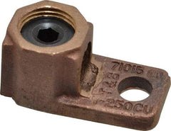 Thomas & Betts - 1 AWG Noninsulated Crimp Connection D Shaped Ring Terminal - 3/8" Stud, 2-1/32" OAL x 1" Wide, Copper Contact - Eagle Tool & Supply