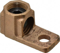 Thomas & Betts - 2/0 AWG Noninsulated Crimp Connection D Shaped Ring Terminal - 1/2" Stud, 2-3/4" OAL, Copper Contact - Eagle Tool & Supply