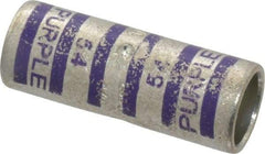 Thomas & Betts - 4/0 AWG Compatible, Noninsulated, Crimp-On Butt Splice Terminal - 2 Wire Entries, Copper Contacts, Tin Contact Plating, 1.88" OAL, Purple - Eagle Tool & Supply
