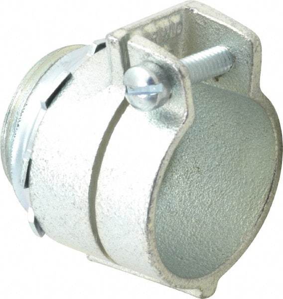 Thomas & Betts - 1" Trade, Malleable Iron Squeeze Clamp Straight FMC Conduit Connector - Noninsulated - Eagle Tool & Supply