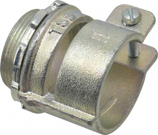 Thomas & Betts - 1-1/2" Trade, Malleable Iron Squeeze Clamp Straight FMC Conduit Connector - Noninsulated - Eagle Tool & Supply