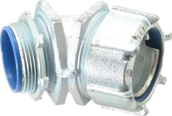 Thomas & Betts - 1-1/2" Trade, Malleable Iron Threaded Angled Liquidtight Conduit Connector - Insulated - Eagle Tool & Supply