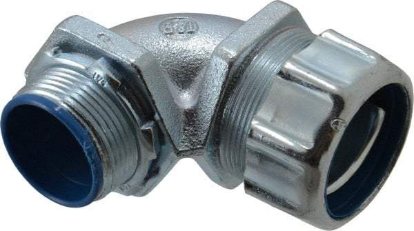 Thomas & Betts - 1-1/4" Trade, Malleable Iron Threaded Angled Liquidtight Conduit Connector - Insulated - Eagle Tool & Supply