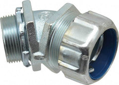 Thomas & Betts - 1-1/4" Trade, Malleable Iron Threaded Angled Liquidtight Conduit Connector - Noninsulated - Eagle Tool & Supply