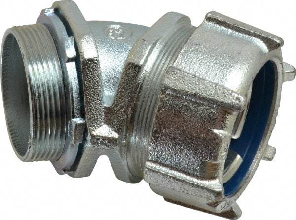 Thomas & Betts - 2" Trade, Malleable Iron Threaded Angled Liquidtight Conduit Connector - Noninsulated - Eagle Tool & Supply