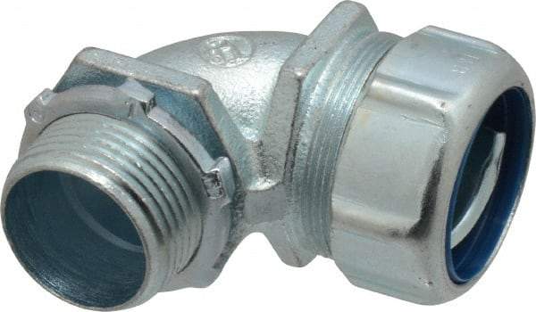 Thomas & Betts - 1" Trade, Malleable Iron Threaded Angled Liquidtight Conduit Connector - Noninsulated - Eagle Tool & Supply