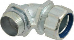 Thomas & Betts - 1-1/4" Trade, Malleable Iron Threaded Angled Liquidtight Conduit Connector - Noninsulated - Eagle Tool & Supply