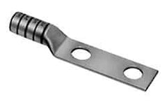 Thomas & Betts - 1/0 AWG Noninsulated Compression Connection Rectangle Ring Terminal - 5/16" Stud, 2.97" OAL x 3/4" Wide, Tin Plated Copper Contact - Eagle Tool & Supply