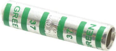 Thomas & Betts - 1 AWG Compatible, Noninsulated, Crimp-On Butt Splice Terminal - 2 Wire Entries, Copper Contacts, Tin Contact Plating, 2" OAL, Green - Eagle Tool & Supply