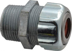 Thomas & Betts - 1/8 to 1/4" Cable Capacity, Liquidtight, Straight Strain Relief Cord Grip - 3/4 NPT Thread, 1-3/4" Long, Zinc - Eagle Tool & Supply