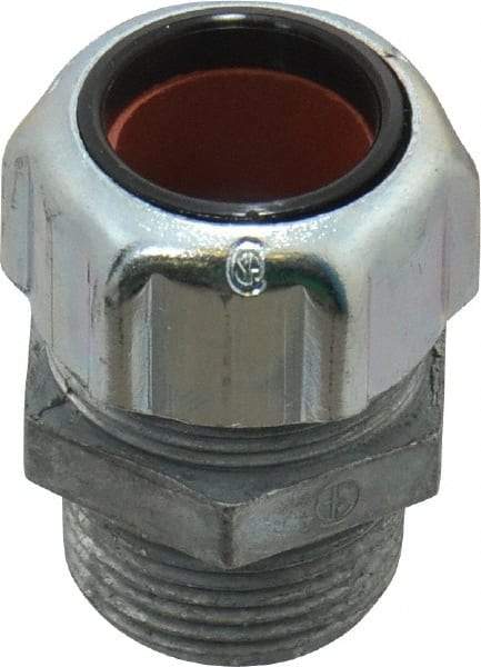 Thomas & Betts - 5/8 to 3/4" Cable Capacity, Liquidtight, Straight Strain Relief Cord Grip - 3/4 NPT Thread, 1-3/4" Long, Zinc - Eagle Tool & Supply