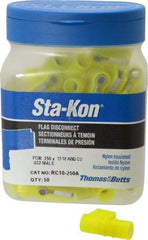 Thomas & Betts - 12 to 10 AWG, Nylon, Fully Insulated, Female Wire Disconnect - 1/4 Inch Wide Tab, Yellow, CSA Certified, RoHS Compliant, UL 94 V-0, UL File E66716, UL Listed - Eagle Tool & Supply