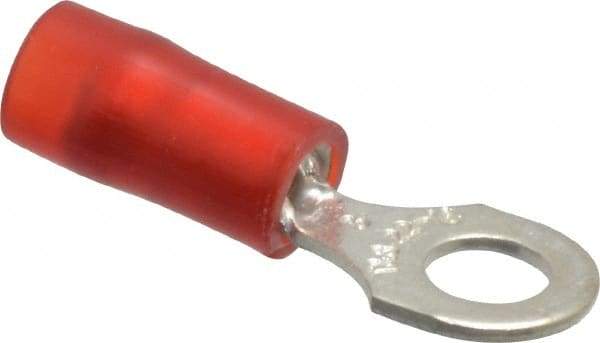 Thomas & Betts - 22-16 AWG Partially Insulated Crimp Connection D Shaped Ring Terminal - #8 Stud, 0.89" OAL x 0.26" Wide, Tin Plated Copper Contact - Eagle Tool & Supply